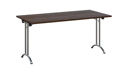 SLC 160 chrom skládací jednací stůl 1600x800, deska 25 mm, podnož chrom, deska ořech královský